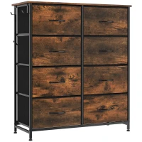 HOMCOM Chest of Drawers, Dresser for Bedroom with 8 Fabric Drawers, Tall Storage Unit w/ Side Storage Bag, Rustic Brown(m-1)