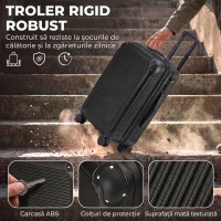 HOMCOM Troller Rigid Mic 40 L din ABS, Extensibil, 4 Roți Pivotante, Colțuri de Protecție, 56x36x24 cm, Negru(m-4)