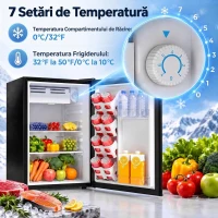 HOMCOM Frigider mic 72,5 L cu congelator, termostat reglabil, ușă reversibilă, 43 dB, negru(m-5)
