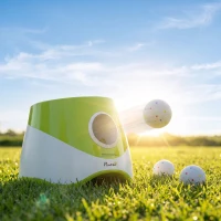 PawHut Lanzador de Pelotas para Perros Automático con 3 Pelotas ETPU Distancias Ajustables 6/10/14m Juguete Interactivo Verde(m-8)