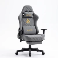 Ergonomischer Gaming-Stuhl, vollgepolstert, atmungsaktiv, knitterfest und langlebig, 70x70x131 cm, Grau(m-1)