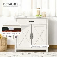 HOMCOM Aparador de Cozinha com 1 Gaveta e Prateleira Interior Ajustável Móvel Auxiliar Decorativo 80x39,7x80 cm Branco(m-9)