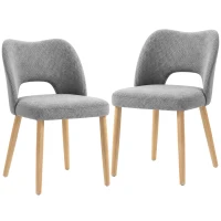 HOMCOM Dining Chairs Set Upholstered Kitchen Chenille Tool Free Assembly Rubberwood Legs, Grey(m-1)