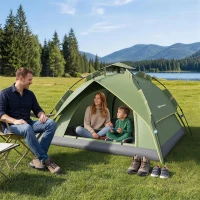 Outsunny Tente de camping tente pop up légère 2-3 pers. - 2 grandes portes - 210 x 210 x 140 cm fibre verre polyester(m-2)