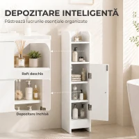HOMCOM Dulap de Baie Îngust, Economisire de Spațiu, Alb(m-5)