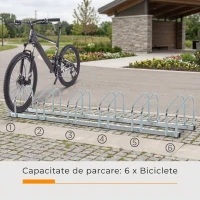 HOMCOM Suport de parcare pentru 6 biciclete din otel, 179x33x27 cm, argintiu(m-4)