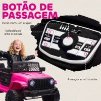 HOMCOM Carro Elétrico Infantil Bateria 12V com 2 Motores Controle Remoto 2.4G Luzes Buzina Velocidade Ajustável 100x65x72 cm Rosa(m-7)