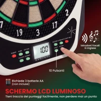HOMCOM Bersaglio Freccette Elettronico in Plastica con 6 Freccette, Effetti Sonori e Visivi, 44 x 50 x 3.2cm, Nero(m-6)