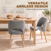 HOMCOM Dining Chairs Set Upholstered Kitchen Chenille Tool Free Assembly Rubberwood Legs, Grey(m-7)