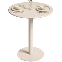 HOMCOM Runder Küchentisch für 2 Personen mit Stahlgestell, platzsparend, 60 x 60 x 72 cm, Beige(m-10)