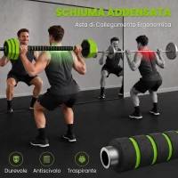 SPORTNOW Set Pesi Palestra 6 in 1 Multifunzione da 25kg Totali in Plastica e Sabbia, 125x18x18 cm, Verde(m-6)