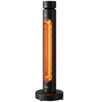 Outsunny 2000 W Electric Infrared Patio Heater, Free Standing Oscillating Outdoor Garden Heater with Knob/Remote Control, Black(m-15)