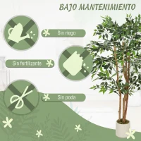 HOMCOM Ficus Artificial 150 cm Planta Artificial con 1116 Hojas y Maceta Planta Artificial Decorativa para Interior Verde(m-6)
