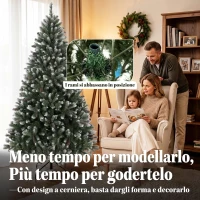 HOMCOM Albero di Natale Innevato 180 cm con 802 Rami, 59 Pigne, Effetto Realistico, Base Pieghevole in Metallo(m-6)
