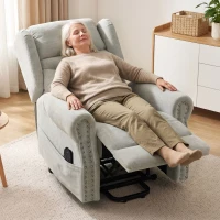HOMCOM Riser Recliner Chair with Massage and Heat, Chenille Electric Power Lift Recliner Chair, Light Grey(m-9)