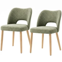 HOMCOM Dining Chairs Set Upholstered Kitchen Chenille Tool Free Assembly Rubberwood Legs, Green(m-15)