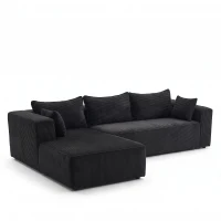 Modulares L‑Ecksofa mit Chaiselongue, platzsparendes, minimalistisches Design, tiefes Sitzgefühl, 279x179x83 cm, Schwarz(m-1)