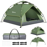 Outsunny Tente de camping tente pop up légère 2-3 pers. - 2 grandes portes - 210 x 210 x 140 cm fibre verre polyester(m-1)