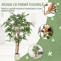 HOMCOM Plantă Artificială Banian cu Ramuri Modelabile din PEVA și Lemn, 65 x 65 x 150 cm, Verde(m-7)