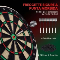 HOMCOM Bersaglio Freccette Elettronico in Plastica con 6 Freccette, Effetti Sonori e Visivi, 44 x 50 x 3.2cm, Nero(m-5)