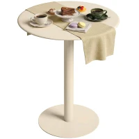 HOMCOM Runder Küchentisch für 2 Personen mit Stahlgestell, platzsparend, 60 x 60 x 72 cm, Beige(m-9)
