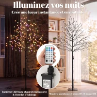 HOMCOM Arbre lumineux 150cm Cerisier Artificiel Lumineux  160 LED et 16 Branches Flexibles, Décoration Intérieure et Extérieure(m-5)