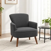 HOMCOM Corduroy Retro Accent Chair - Black(m-2)
