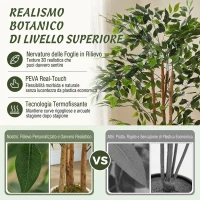HOMCOM Pianta Artificiale di Baniano in PEVA e Legno con Rami Orientabili e Vaso Contenitore in PP e Cemento(m-4)