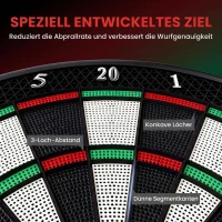 HOMCOM Elektronische Dartscheibe Dartboard mit Englische Sprachansagen LED-Anzeigen 6 Darts 24 Dartköpfe 18 Spiele 159 Varianten Dartautomat Dartscheibe Set für bis zu 8 Spieler(m-7)