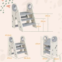 AIYAPLAY Marche pied pour enfant 3 marches, marchepied de cuisine pour enfant, pliable, hauteur ajustable de 2 à 3 marches, gris(m-3)