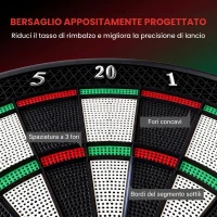HOMCOM Bersaglio Freccette Elettronico in Plastica con 6 Freccette, Effetti Sonori e Visivi, 44 x 50 x 3.2cm, Nero(m-7)