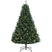 HOMCOM Kerstboom met 550 warmwitte leds, 1494 takpunten, brandvertragend, kunststof/metaal, 180 x 112 cm, groen(m-14)