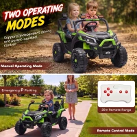 AIYAPLAY 24V 2 Seater Ride On Truck Car for Big Kids with Remote Control, Dual Motors, 4-Wheel Suspension for Ages 3-8, Green(m-7)