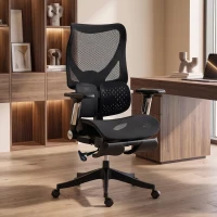HOMCOM Ergonomic Office Chair with Lumbar Support, Mesh Reclining Desk Chair with Footrest, Adjustable High Back, Black(m-2)