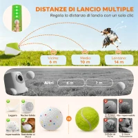 PawHut Lanzador de Pelotas para Perros Automático con 3 Pelotas ETPU Distancias Ajustables 6/10/14m Juguete Interactivo Verde(m-5)