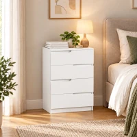 HOMCOM Cómoda con 4 Cajones Cómoda de Dormitorio Moderno con Anti-vuelco Cajonera para Salón Pasillo 60x40x85 cm Blanco(m-2)