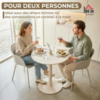 HOMCOM Table à Manger Ronde pour 2 Personnes Ø60 cm, Moderne avec Base Ronde, Cadre en Acier, pour Intérieur Extérieur, Beige(m-4)