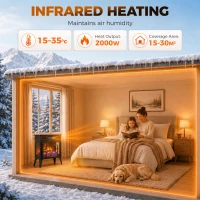 HOMCOM Smart Electric Fireplace Stove Log Burner, 3-Sided Glass WiFi Electric Fire Heater w/ 5-Colour Flame, Black(m-7)