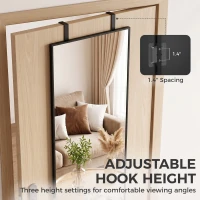 HOMCOM 40 x 110 cm Full Length Wall Mirror, Rectangular Mirror with Adjustable Hooks, Over the Door or Wall Mounted, Black(m-5)