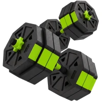 SPORTNOW Conjunto de Halteres Ajustáveis 4 em 1 25 kg Conjunto de Pesos Utilizado como Kettlebell Barra Halteres ou Suporte para Flexões Verde(m-1)
