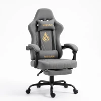 Fauteuil gamer avec repose-pieds, coussin cervical et lombaire doux, coussins de soutien amovibles, 60x60x122 cm, Gris(m-2)