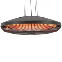 Outsunny Hanging Electric Patio Heater with LED Light, 1000/2000 W IP65 Outdoor Infrared Heater with Touch/Remote Control, Black(m-15)