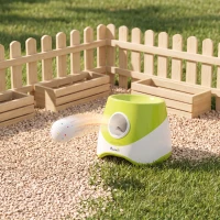 PawHut Lançador Automático de Bolas para Cães com 3 Bolas ETPU Distâncias 6/10/14 m Modo Aleatório Verde(m-9)