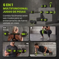 SPORTNOW Juego de Mancuernas Ajustables 25 kg 6 en 1 como Kettlebell Barra Mancuernas Soporte para Flexiones para Gimnasio Casa(m-4)