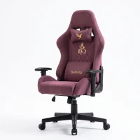Gaming-Stuhl mit Fußstütze, atmungsaktivem Kunstwildleder, höhenverstellbar mit Gasfeder, drehbar, 70x70x135 cm, Rot(m-1)