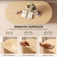 HOMCOM Table Basse Relevable Ovale, Compartiment Caché, Tiroir Cannelé, Portes Coulissantes et Placards, 100x50x40cm, Chêne(m-8)