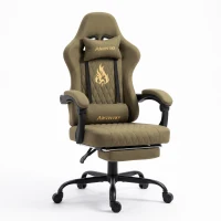 Gaming-Stuhl mit Fußstütze, weiches Nacken- und Lendenkissen, abnehmbaren Stützkissen, 60x60x122 cm, Grün(m-1)