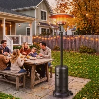 Outsunny Chauffage Extérieur Terrasse Portable 13 kW, Niveaux de Chauffe Réglables, Anti-Basculement, 82x82x223cm, Marron Foncé(m-17)