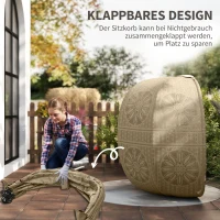 Outsunny Hängesessel mit Gestell, Eiförmiger Hängeschaukel mit abnehmbarem waschbarem Kissen, Hängematte für 2 Personen, Schaukelsessel Indoor Outdoor, Sand+Schwarz(m-6)