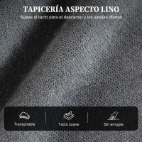 HOMCOM Sillón Relax Reclinable Manual hasta 155° de Tejido Efecto Lino Reposapiés Muelles Ensacados Acolchado Grueso Gris(m-6)